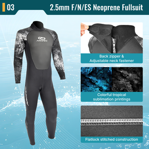 Combinaison de plongée intégrale en néoprène Aropec 2,5 mm pour homme, anti-UV, résistante à l'usure, pour le surf et la plongée avec tuba (OEM/ODM) - Product Image 4