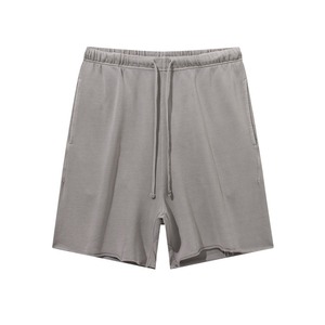 Shorts Bermuda pour homme, couleur unie gris, cordon de serrage, décontractés, taille moyenne, respirants, en coton - Product Image 1