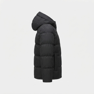 Custom Canvas Puffer <b>Jacket</b> Men <b>Hooded</b> Winter Waterproof Breathable Eco-Friendly Reversible Thick Warm Quilted Front Streetwear - Product Image 3