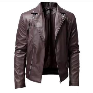Autumn and <b>winter</b> new men's fashion handsome with exquisite lapels motorcycle leather jacket slim fit fashion men's jacket - Product Image 2