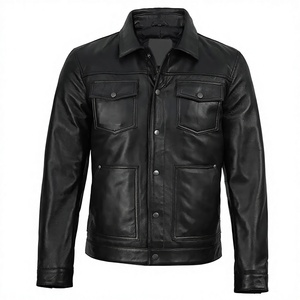 2026 OEM <b>Top</b> Selling Black Cowhide <b>Leather</b> Jacket Men's Front Pockets 100% <b>High</b> Quality Low MOQ Winter Fashion Heated Waterproof - Product Image 1