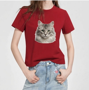 Red Short Sleeve T-<b>Shirt</b> <b>Photo</b> Print O-Neck Regular Fit Casual Men's Jersey Cotton <b>Shirt</b> - Product Image 2