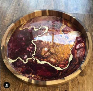 Nouveau Plateau de Service Classique de Luxe en Bois et Résine Époxy Multi-pièces, Placage en Résine Premium, Multifonctionnel, à Couleurs Changeantes, pour Mariage - Product Image 3