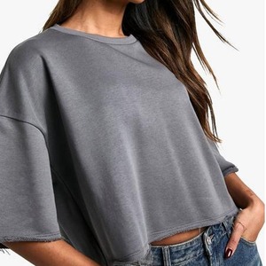 Camiseta Corta de Verano para Mujer al por Mayor, de Alta Calidad, de Algodón/Poliéster, con Logotipo Personalizado Bordado - Product Image 4