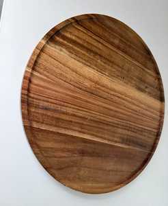 Round Acacia Wood Serving Tray Solid Wooden Plate Polished <b>Cheese</b> Bread Pizza Dish for Hotel Restaurant Kitchen - Product Image 1
