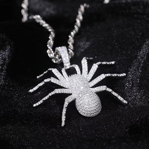 Pendentif Araignée Unisexe en Moissanite et Argent Sterling 925, Sertie de Diamants, Couleurs Or et Argent, Breloque Hip Hop, Bijoux Fins pour Hommes - Product Image 4
