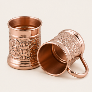 Handcrafted Pure Copper Mug with Embossed Grape Vines Design Eco-Friendly Antique Finish <b>Drinkware</b> for Beer Cocktails - Product Image 1