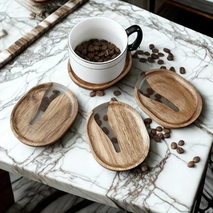 Wooden Resin Coasters Heat Resistant Tabletop Protection Wood <b>Cup</b> Mug <b>Mats</b> for Drinks Bar Kitchen Home - Product Image 4