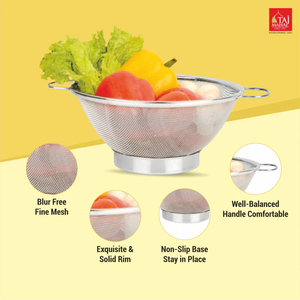 Multi Functional SS Colander <b>Mesh</b> <b>Basket</b> Silver Vegetables and Fruit Strainer Bowl Kitchen Use - Product Image 4