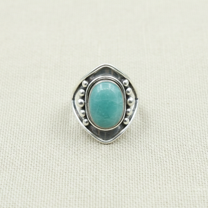 Vintage Amazonite Gemstone <b>Ring</b> 925 Sterling Silver Rose Gold Yellow Gold Plated Handmade <b>Statement</b> Boho Women Jewelry Unisex - Product Image 5