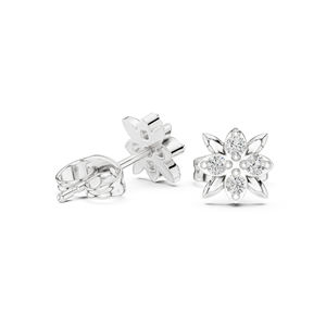 Boucles d'oreilles de fiançailles en or blanc 14 carats avec diamant rond cultivé en laboratoire pour femmes |   Nouveau diamant cultivé - Product Image 6