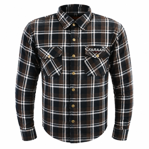 Camisa de Trabajo de Franela a Cuadros Marrón y Negra para Hombre, de Manga Larga, Resistente, con Doble Bolsillo, Estilo Casual Occidental para Exteriores, OEM - Product Image 1