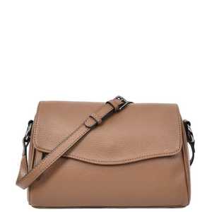 Sac bandoulière ZOLO LEATHER classique en cuir véritable antivol avec fermeture éclair et sangle réglable, couleur beige, multifonctionnel - Product Image 1
