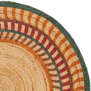 Alfombra Redonda de Yute Natural, Estilo Bohemio a Rayas, Tejido Plano, Ecológica, Decoración para Sala de Estar, Limpieza Localizada - Product Image 6