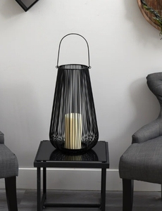 Modern Black Wire Metal <b>Candle</b> <b>Lantern</b>-Handmade Eco-Friendly Durable Tapered Hanging Pillar <b>Candle</b> <b>Holder</b> for Home Outdoor - Product Image 1