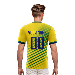 เสื้อฟุตบอลบราซิล พิมพ์ลายแบบรีดร้อน คอวี ระบายอากาศได้ดี แขนสั้น สำหรับผู้ชาย ทรงปกติ 100% โพลีเอสเตอร์  สามารถสั่งทำชื่อและหมายเลขได้ - Product Image 2