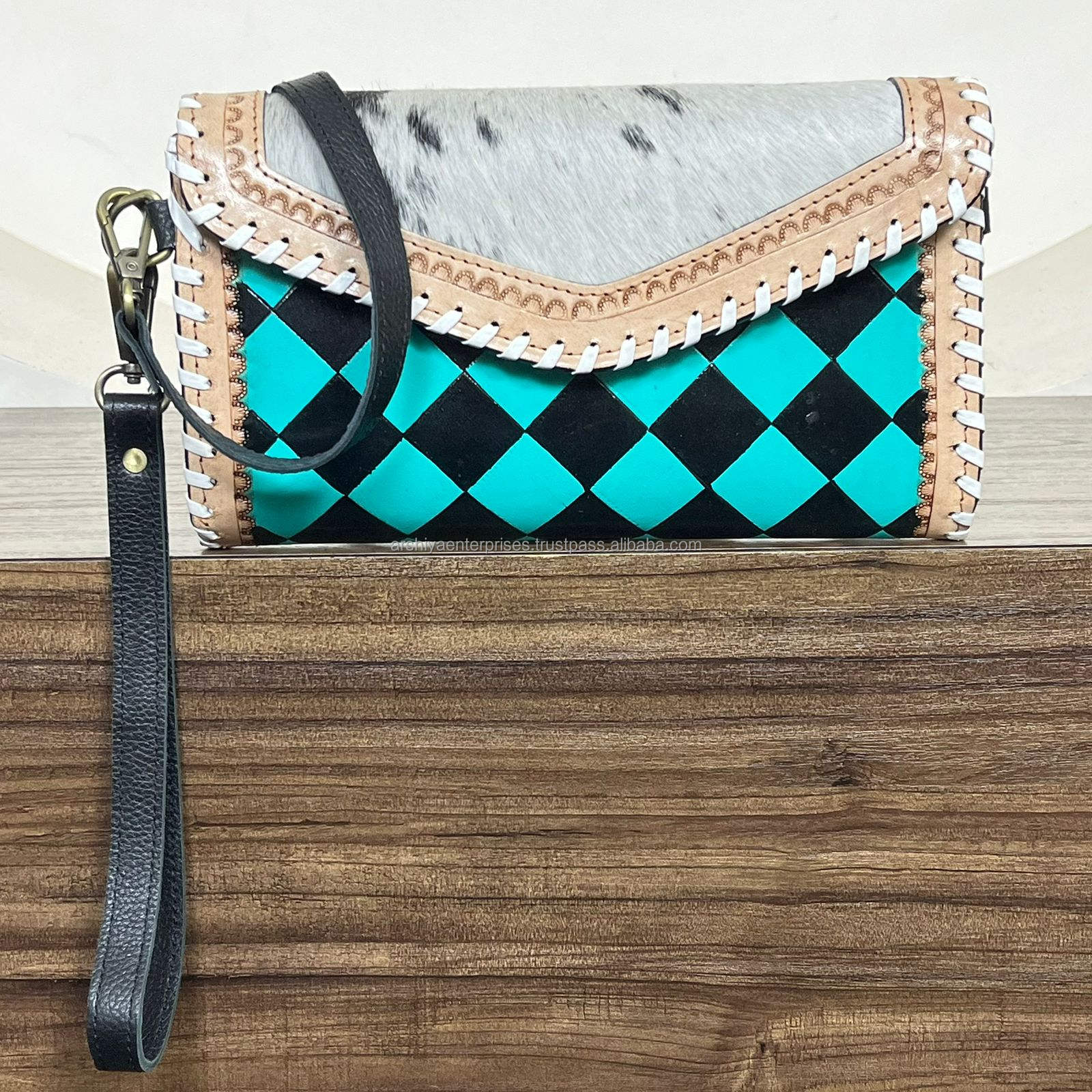 Turquoise & Black Checkered
