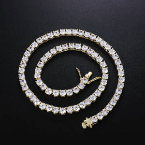 Collares de Diamantes con Incrustaciones de Oro y Plata Estilo Hip Hop para Mujer y Cadenas Cubanas - Product Image 2