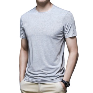 เสื้อยืดถักนิตติ้งสำหรับผู้ชายเสื้อถักสีพื้นพิมพ์ลายอเนกประสงค์ทรงสลิมฟิตผ้าคอตตอน100% - Product Image 1