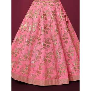 Atractiva ropa de recepción de seda flameada con lentejuelas rosas Lehenga Choli - Product Image 2