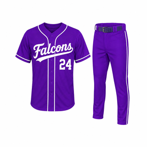 Ensemble uniforme de baseball Falcon violet pour homme adulte, personnalisable, respirant, en polyester, service OEM - Product Image 1