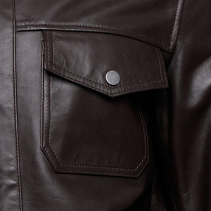 Blousons en cuir tendance pour hommes à col rabattu, nouvelle collection 2026, fermeture éclair, veste d'hiver en cuir pour hommes - Product Image 6