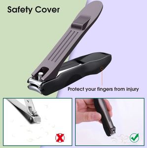 Ensemble de coupe-ongles noirs 3 en 1, coupe-ongles pour les doigts et les orteils, lime à ongles intégrée, poignée ergonomique professionnelle, en acier inoxydable incurvé - Product Image 2