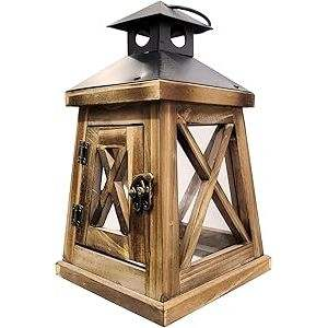 Farol de vela de madera vintage estilo castillo, centro de mesa rústico para bodas, decoración de pared interior/exterior para mesa, para Navidad - Product Image 5