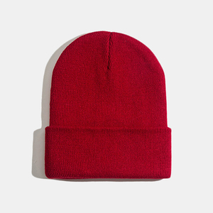Gorro de Punto Rojo Unisex de Primera Calidad, 100% Acrílico, Color Sólido, Gorro Casual de Invierno para Adultos, 56-58CM - Product Image 6