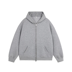 Sweat-shirt à capuche zippé Y2K personnalisé pour homme, uni, à manches longues, coupe ample, style crop, en crochet, pour l'hiver - Product Image 3