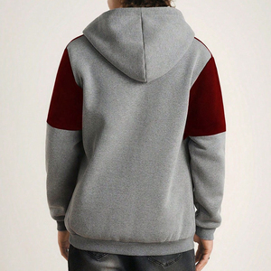 เสื้อแจ็คเก็ตผ้าฟลีซมีฮู้ดสำหรับผู้ชาย สีเทาแดง แนวลำลอง สำหรับฤดูหนาว - Product Image 6