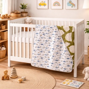 Ensemble de couette pour bébé Jaipuri de qualité supérieure, durable, 60"X40", imprimé à la main, réversible, doux, 100% coton, respectueux de la peau, hypoallergénique - Product Image 5