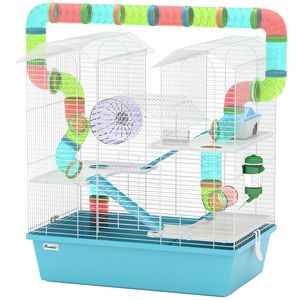 Light Blue 4-Tier Hamster Cage with <b>Exercise</b> <b>Wheel</b> Water Bottle Food Dish Ramps 22.8\" X 14.2\" X 25.6\" for Breeding - Product Image 1