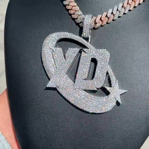 Customized Fine Jewelry Pendants & Charms Diamond Charm Pendant Unisex Hip Hop Style <b>Chain</b> <b>Rapper</b> Jewelry Brass Gold Plated - Product Image 3