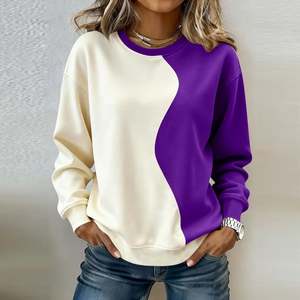 Sudadera de Mujer con Bloques de Color y Logotipo Personalizado, 300 GSM, Cuello Redondo, Manga Larga Raglán, Corte Holgado, Casual y Moderna - Product Image 1