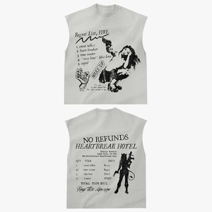 Camiseta sin mangas de algodón premium para mujer, color crema vintage, con estampado gráfico en relieve, efecto desgastado, serigrafía, logotipo personalizado, camiseta de algodón para mujer - Product Image 3