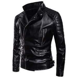 Autumn Winter <b>Men's</b> Casual Zipper PU <b>Leather</b> <b>Jacket</b> <b>Men</b> Clothing Slim Long Sleeve - Product Image 1