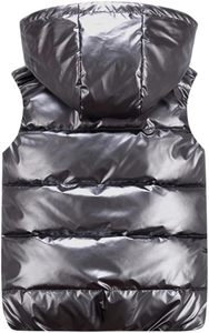 Gilet matelassé unisexe à capuche sans manches léger uni avec fermeture éclair brillant chaud pour l'hiver, idéal pour les activités de plein air et les tenues décontractées - Product Image 2