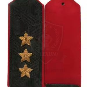 Custom Embroidered Eco-Friendly Luxury Epaulettes with Gold Star Rhinestone Sew-On Badges for Uniform Shoulder Rank - Product Image 4
