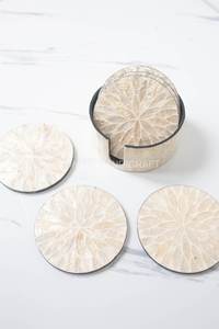Sous-verres personnalisés en nacre, sous-verres en mosaïque laquée nacrée, sous-verres faits à la main pour tasses à thé, cadeau pour la cuisine, boissons chaudes, ronds - Product Image 2