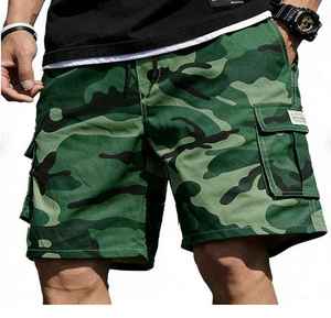 Men's Summer Outdoor <b>Camouflage</b> <b>Cargo</b> Shorts 100% Cotton Solid Half <b>Pants</b> Casual Loose Drawstring - Product Image 3