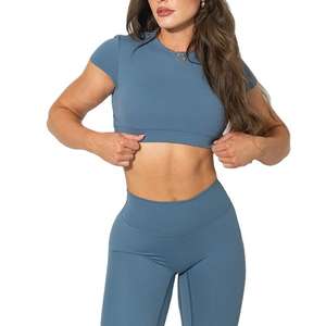 Nesta Sports - Top Deportivo Elástico Ligero Personalizado para Yoga, Top Corto sin Espalda, Camiseta de Yoga con Espalda Descubierta y Manga Corta para Mujer - Product Image 1