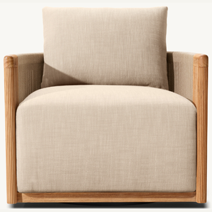 Fauteuil individuel en teck écologique avec accents esthétiques en rotin pour un style moderne intérieur ou extérieur - Product Image 1