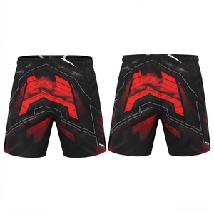 Shorts de Boxe MMA Écologiques en Polyester Respirant, Séchage Rapide, Taille Élastique, Style Sportif, Imprimé par Sublimation Rouge et Noir – Toutes Tailles - Product Image 6