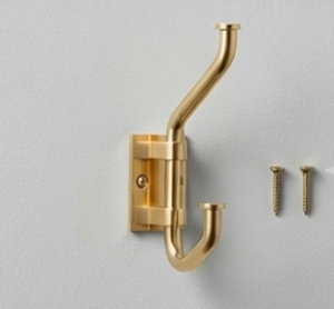 Premium Minimalist Wall Mounted Metal <b>Hooks</b> Gold Finish Double <b>Hook</b> For Clothing Storage Versatile Storage Solutions - Product Image 4