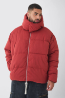 Veste d'hiver rembourrée à capuche rouge pour homme, épaisse, matelassée, coupe-vent, fermeture éclair, décontractée