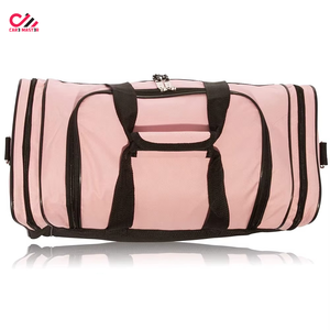 Customized Outdoor Sports Travel Duffel Bag 18in Black Pink Oxford Soft Shell Lightweight 30-40L Rectangular with Zipper Closure - Product Image 6