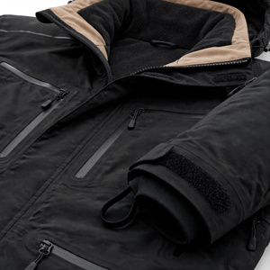 Chaqueta Acolchada Negra para Hombre con Cuello Alto, Cierre de Cremallera Impermeable, Estilo Deportivo para Invierno, Corte Regular, Exterior de Poliéster, Aislamiento Grueso - Product Image 6
