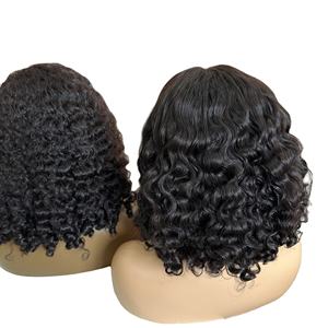 Perruque Bouclée Naturelle Humaine Vierge Cheveux Perruque à Pointe Plate Bande avec Double Extensions de Cheveux Dessinés Lâche Vague Profonde Bouclée - Product Image 5