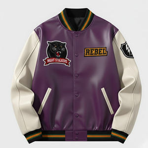 Chaquetas Varsity de Invierno para Hombre, Color Personalizado, Estilo Urbano, Cuello Alto, Cierre de un Solo Botón - Product Image 1